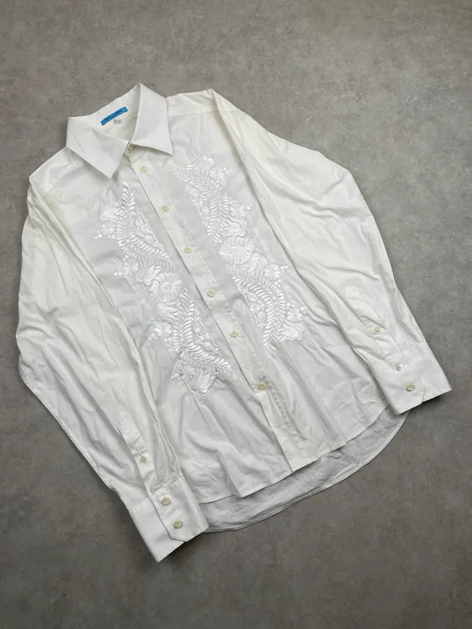 Daniele Alessandrini Creamy White Royal Embroidered Shirt VaCwRdH 3