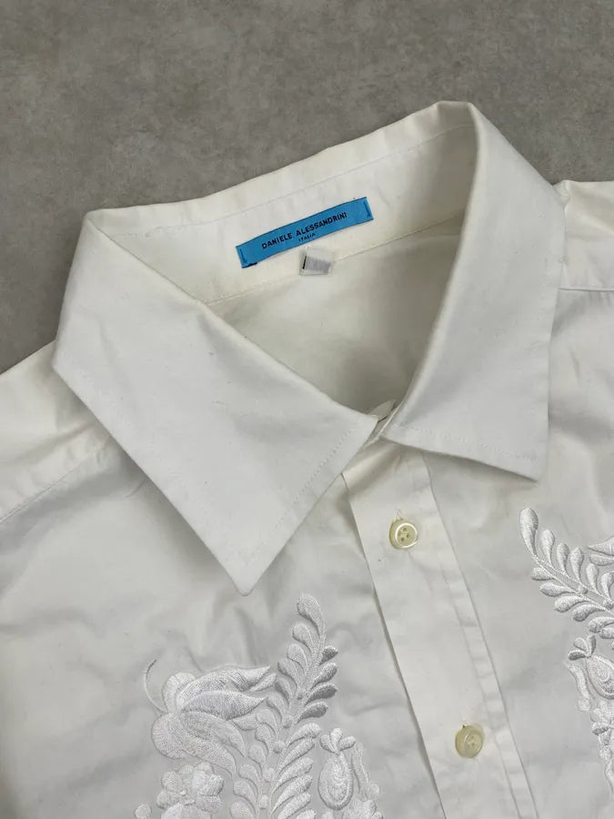 Daniele Alessandrini Creamy White Royal Embroidered Shirt VaCwRdH 5