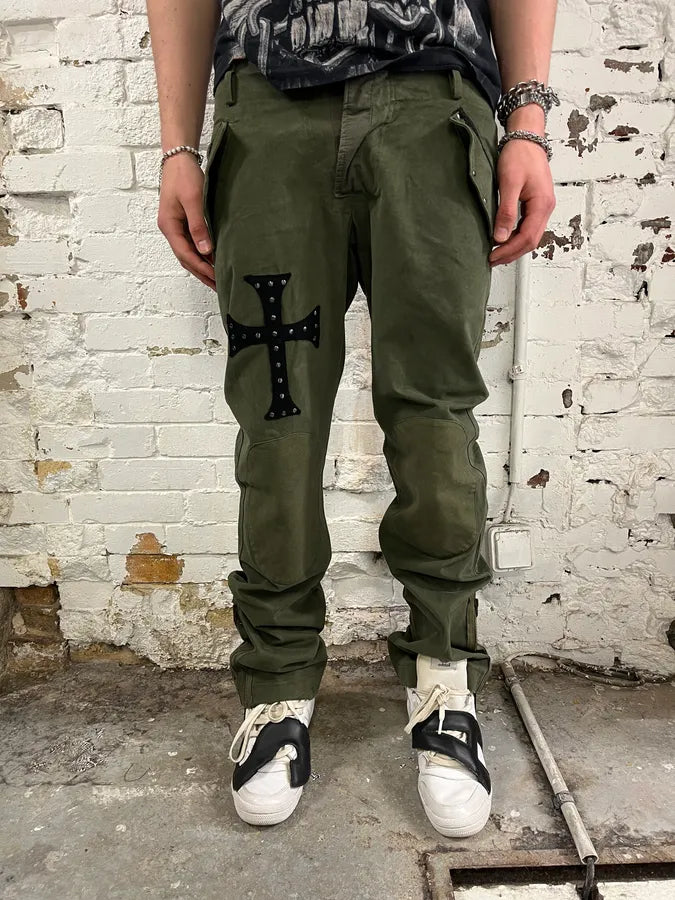 Daniele Alessandrini Cross Patch Olive Pants EnuzOHZ 1