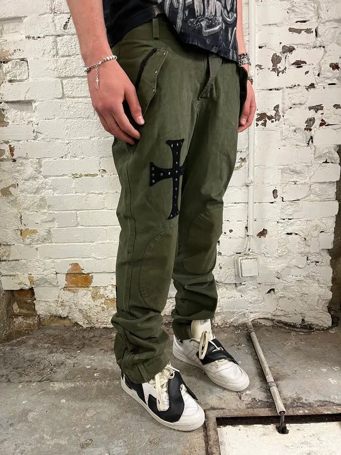 Daniele Alessandrini Cross Patch Olive Pants EnuzOHZ 2