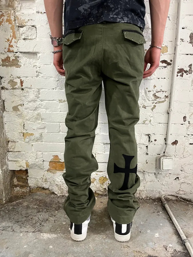 Daniele Alessandrini Cross Patch Olive Pants EnuzOHZ 3