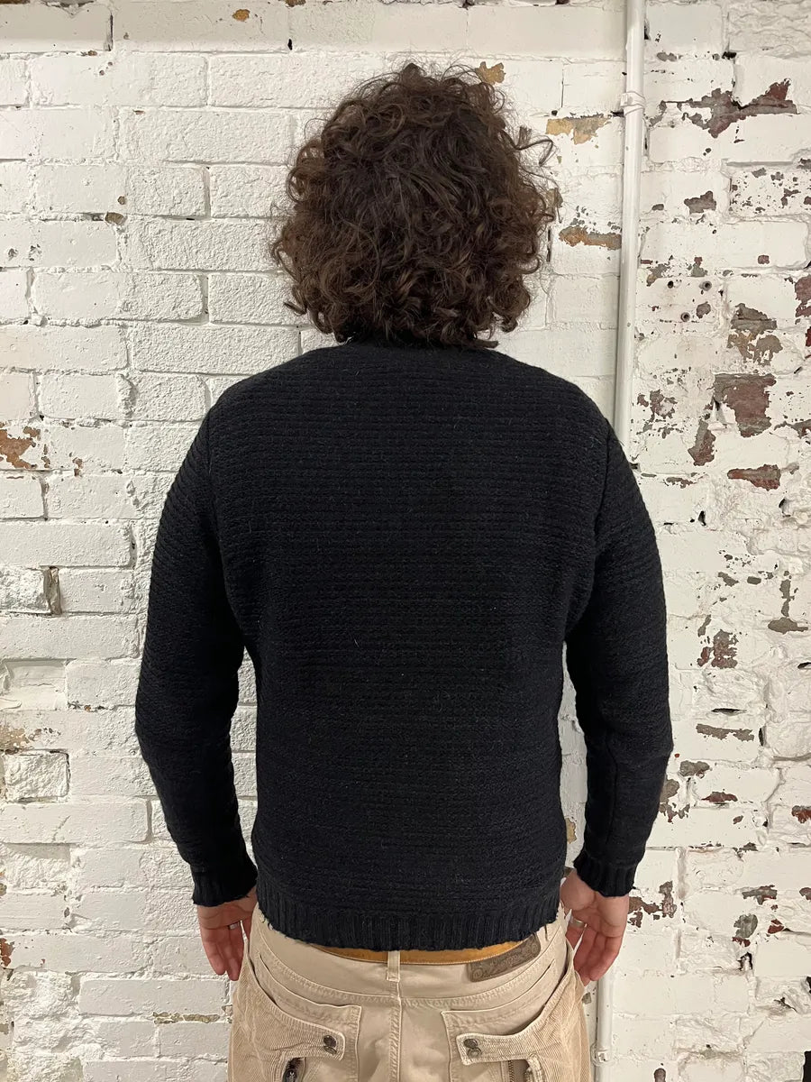 Daniele Alessandrini Distressed Black Wool Henley Sweater tdtrrGd 2