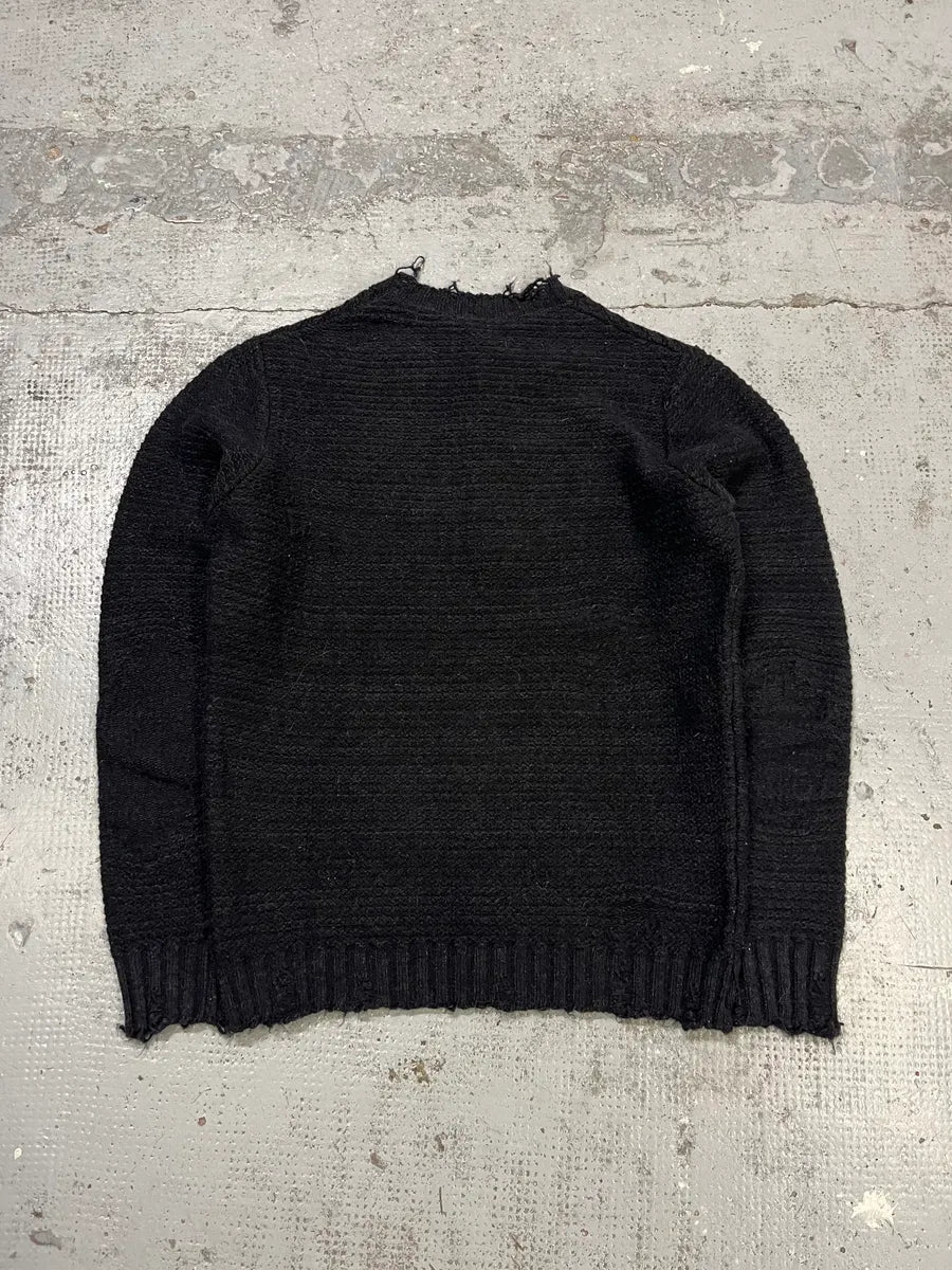 Daniele Alessandrini Distressed Black Wool Henley Sweater tdtrrGd 6