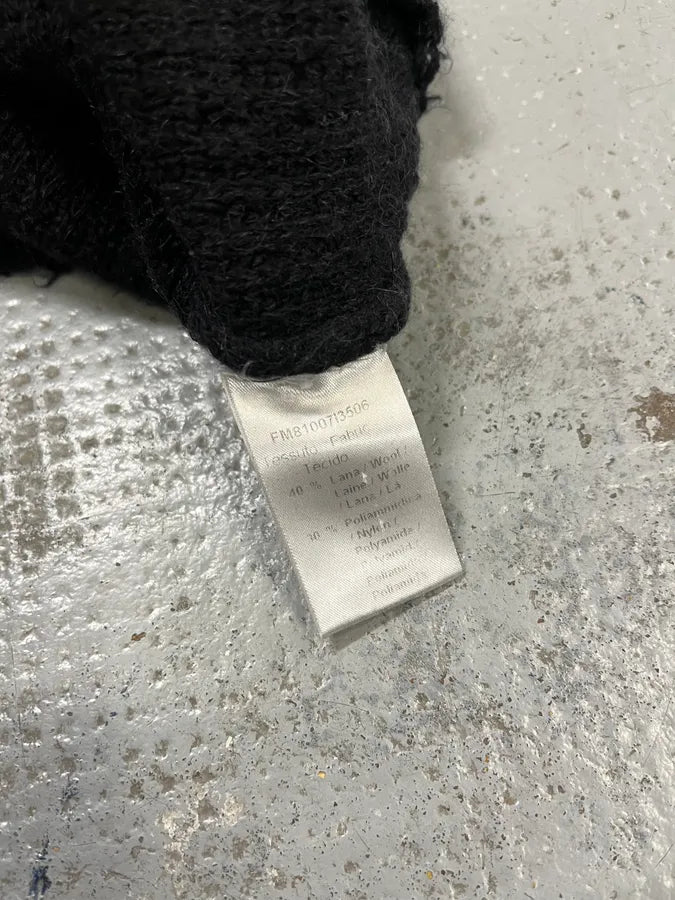 Daniele Alessandrini Distressed Black Wool Henley Sweater tdtrrGd 8