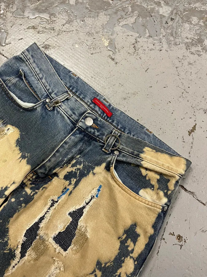 Daniele Alessandrini Distressed Patchwork Blue & Beige Jeans styTSoL 5