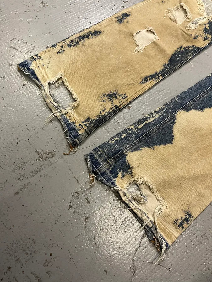 Daniele Alessandrini Distressed Patchwork Blue & Beige Jeans styTSoL 6