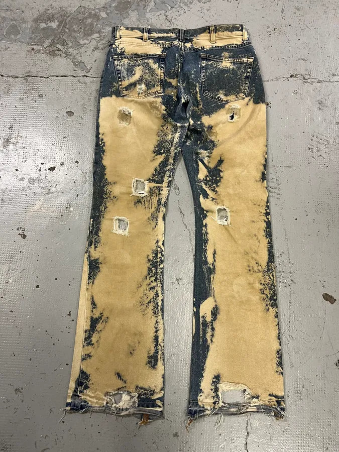 Daniele Alessandrini Distressed Patchwork Blue & Beige Jeans styTSoL 7