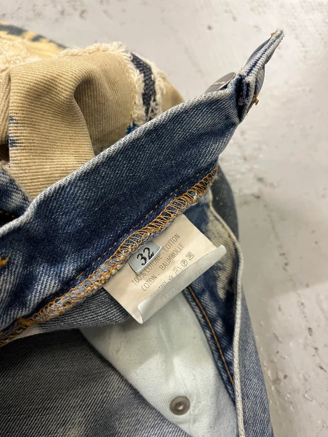 Daniele Alessandrini Distressed Patchwork Blue & Beige Jeans styTSoL 9