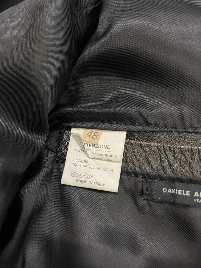 Daniele Alessandrini Eroded Black Leather Trucker Jacket MelYXOM 10