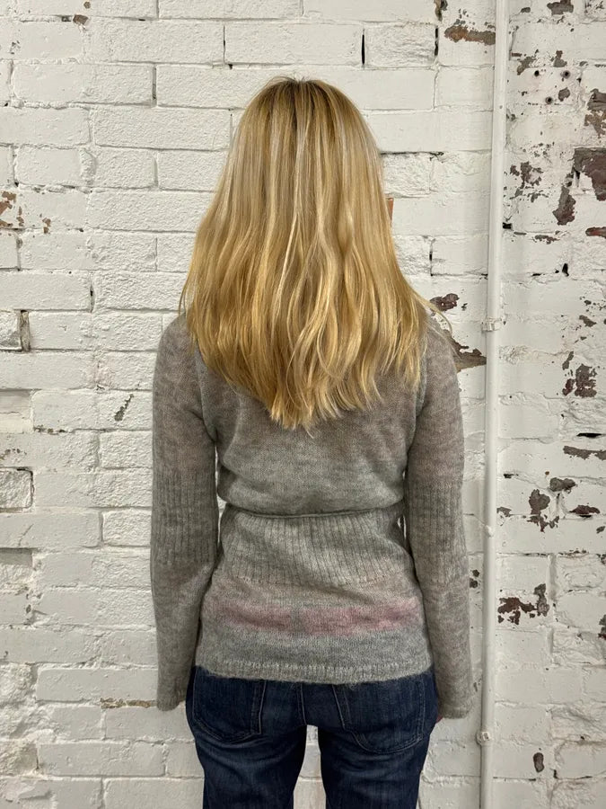 Daniele Alessandrini Fur Collar Mohair Cardigan  tHkwuTB 1