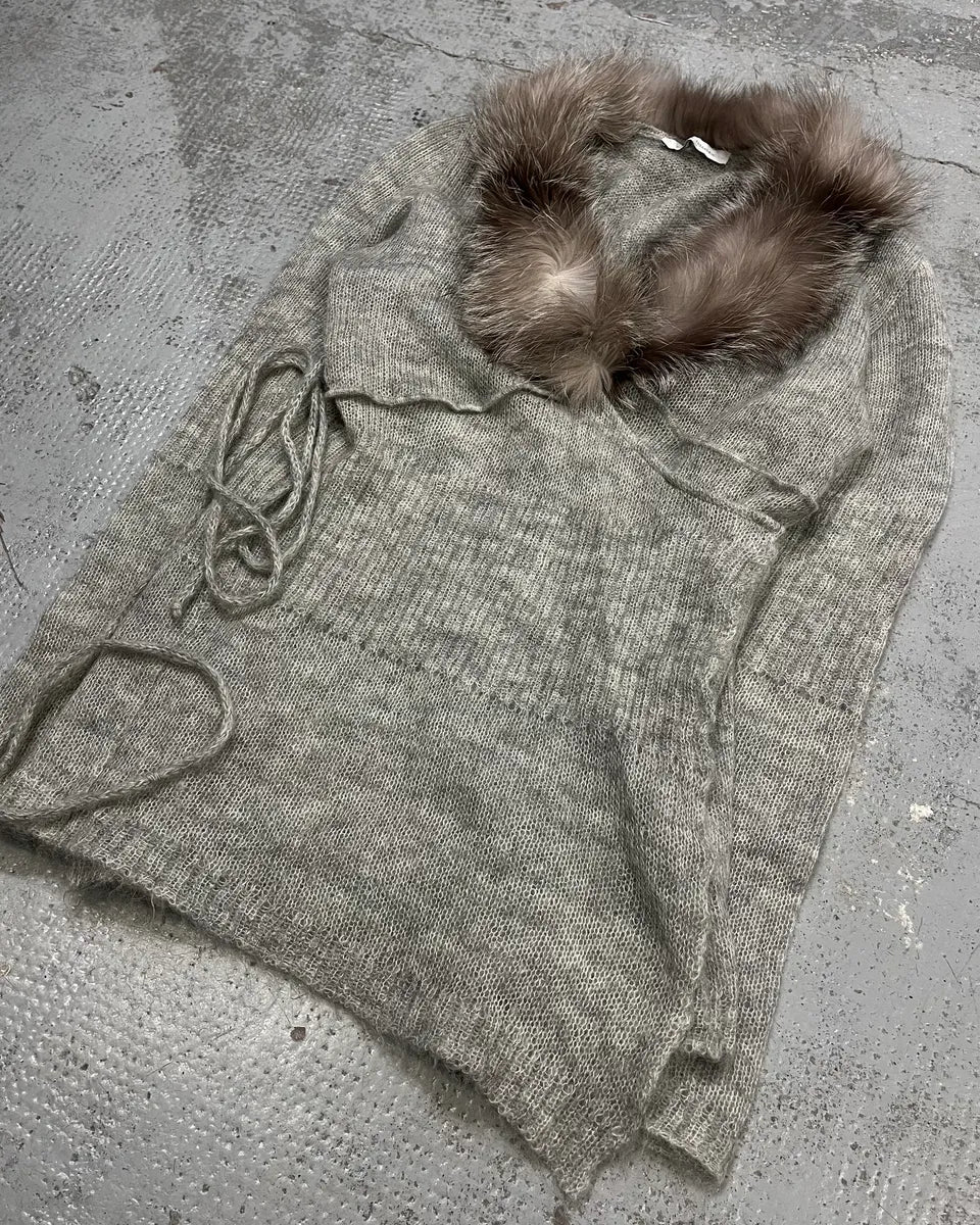 Daniele Alessandrini Fur Collar Mohair Cardigan  tHkwuTB 3
