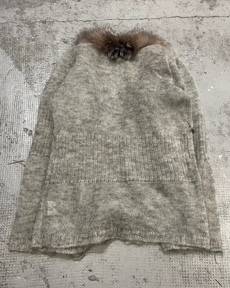 Daniele Alessandrini Fur Collar Mohair Cardigan  tHkwuTB 7