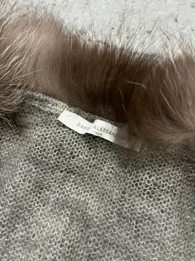 Daniele Alessandrini Fur Collar Mohair Cardigan  tHkwuTB 9
