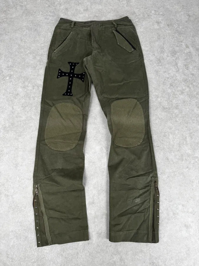 Daniele Alessandrini Green Cross Patch Flare Pants ddxBwFE 3