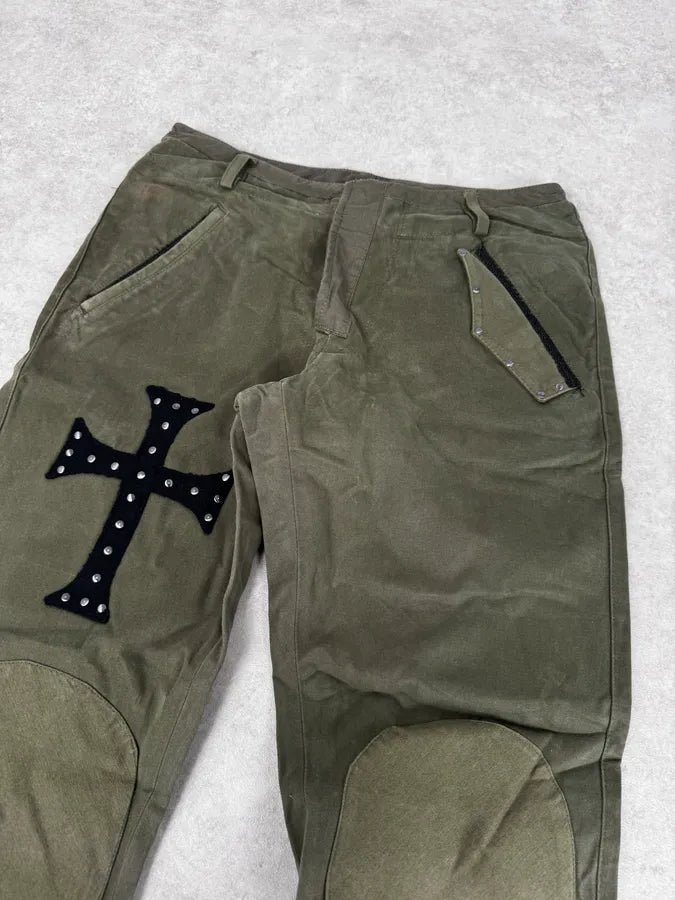 Daniele Alessandrini Green Cross Patch Flare Pants ddxBwFE 5