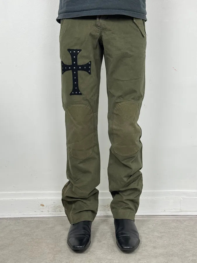 Daniele Alessandrini Green Cross Patch Flare Pants ddxBwFE 0