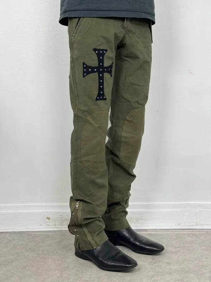 Daniele Alessandrini Green Cross Patch Flare Pants ddxBwFE 1