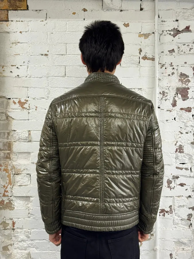 Daniele Alessandrini Green Patent Puffer British Puffer Jacket MrynkCC 2