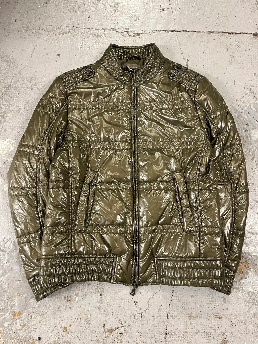 Daniele Alessandrini Green Patent Puffer British Puffer Jacket MrynkCC 3