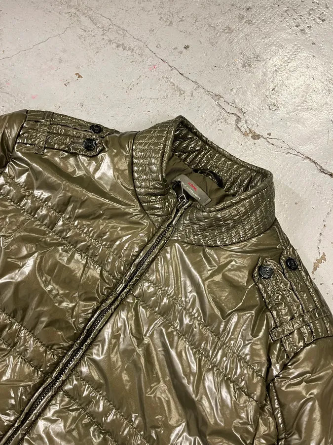 Daniele Alessandrini Green Patent Puffer British Puffer Jacket MrynkCC 4