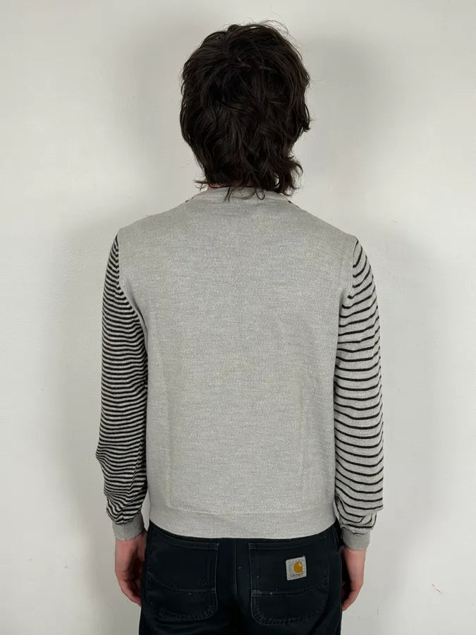 Daniele Alessandrini Grey & Black Striped Wool Sweater ICkVTaA 2