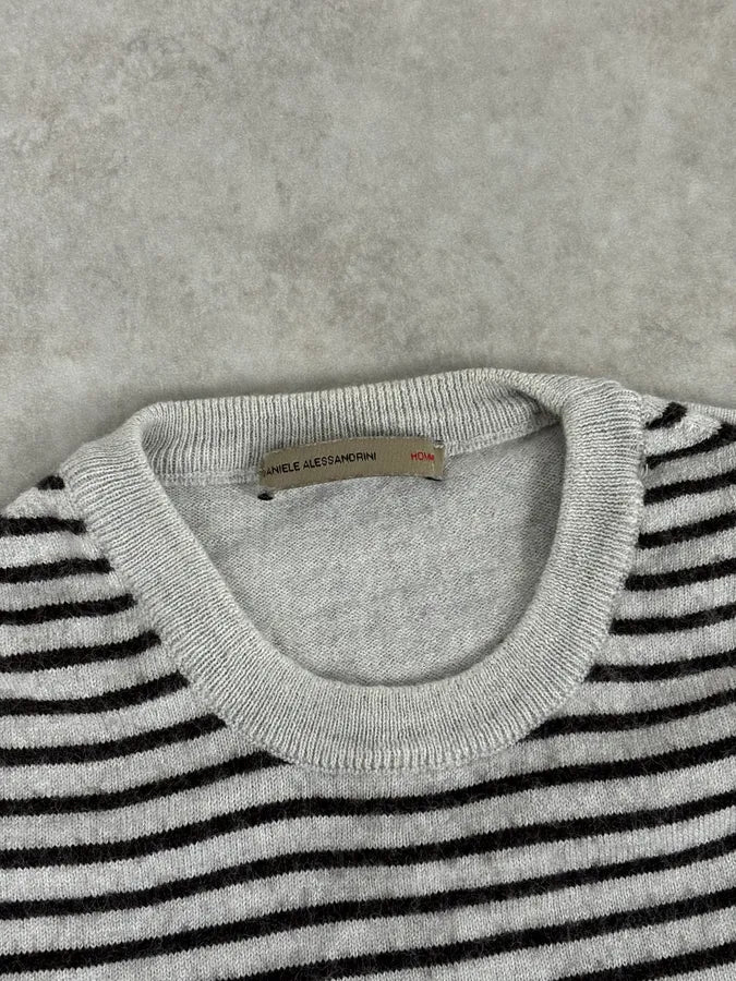 Daniele Alessandrini Grey & Black Striped Wool Sweater ICkVTaA 3