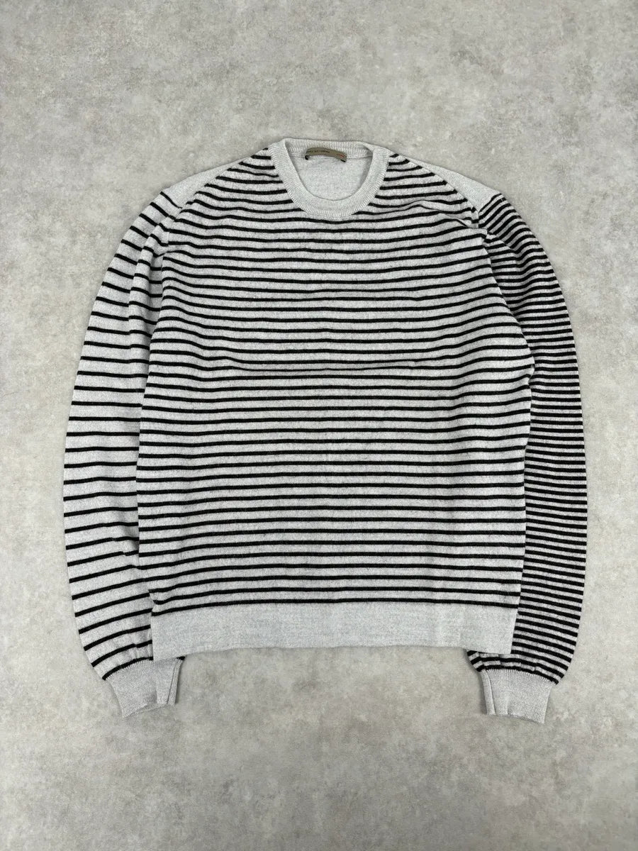 Daniele Alessandrini Grey & Black Striped Wool Sweater ICkVTaA 0