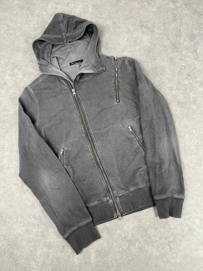 Daniele Alessandrini Grey Washed Zip-up Hoodie yNxXVxW 3