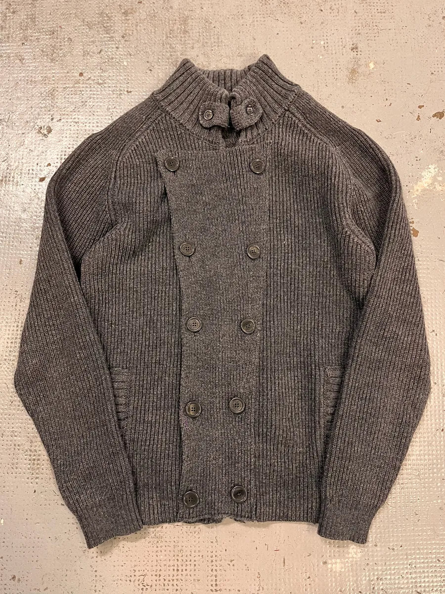 Daniele Alessandrini Grey Officer Buttoned Cardigan Sweater AbvWsCR 3