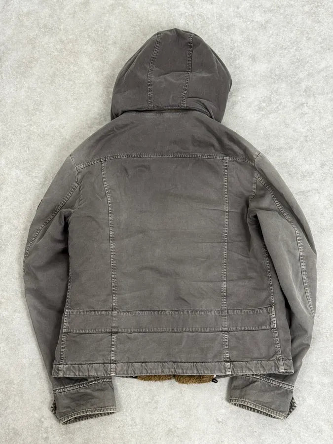 Daniele Alessandrini Grey Removable Hood Fur Cargo Jacket cyRPwGg 3