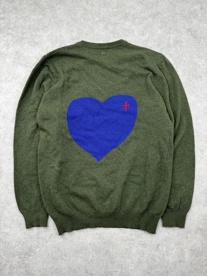 Daniele Alessandrini Khaki Heart & Cross Sweater BxvEujm 1