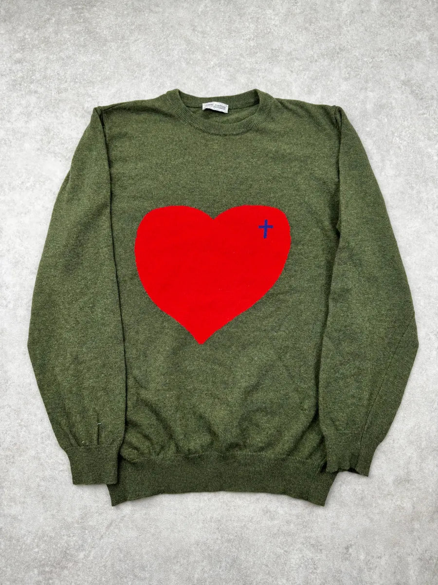 Daniele Alessandrini Khaki Heart & Cross Sweater BxvEujm 0