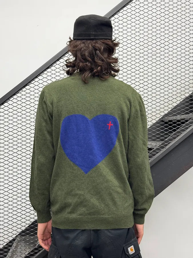 Daniele Alessandrini Khaki Heart & Cross Sweater BxvEujm 3