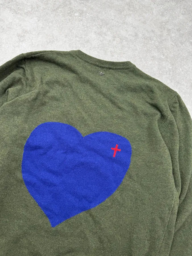 Daniele Alessandrini Khaki Heart & Cross Sweater BxvEujm 5