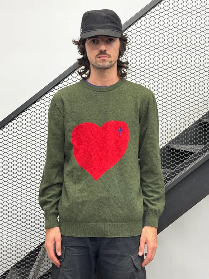 Daniele Alessandrini Khaki Heart & Cross Sweater BxvEujm 2