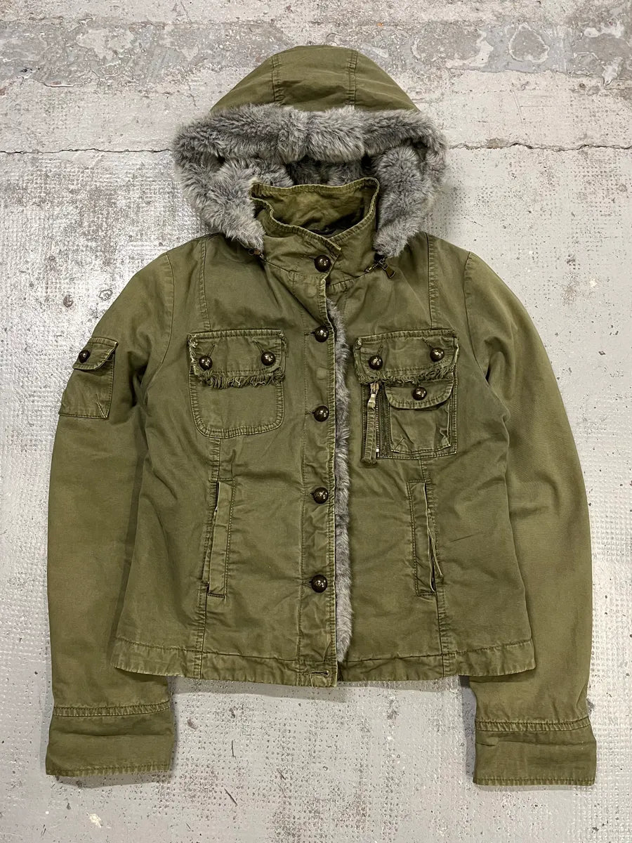 Daniele Alessandrini Multi-Pocket Khaki Hooded Jacket HCAXsPS 0