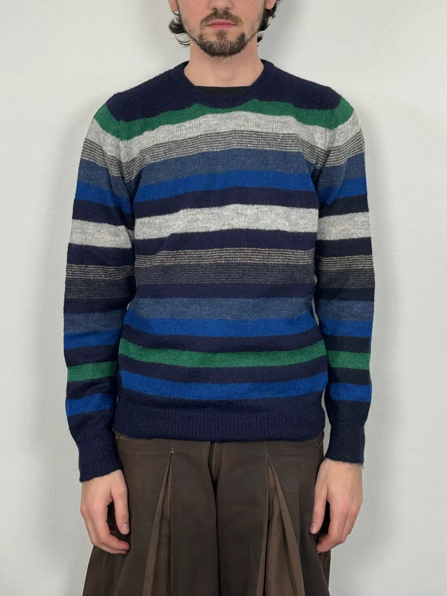 Daniele Alessandrini Multicolor Striped Navy Wool Sweater nIdsoTO 1