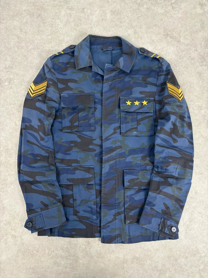 Daniele Alessandrini Navy Military Patch Blue Camouflage Shirt Jacket  hTCqGuB 0