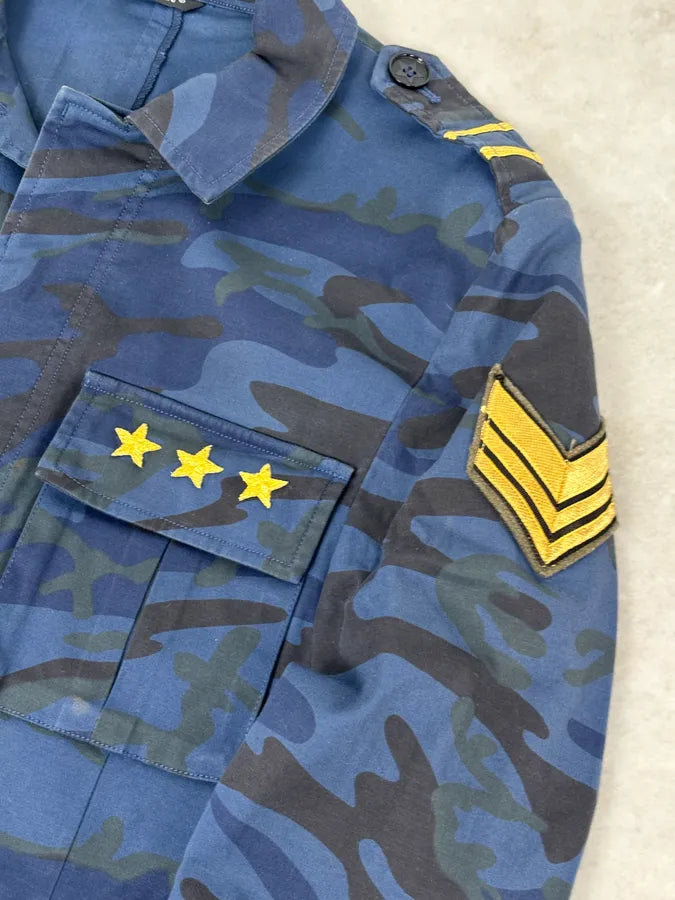 Daniele Alessandrini Navy Military Patch Blue Camouflage Shirt Jacket  hTCqGuB 7