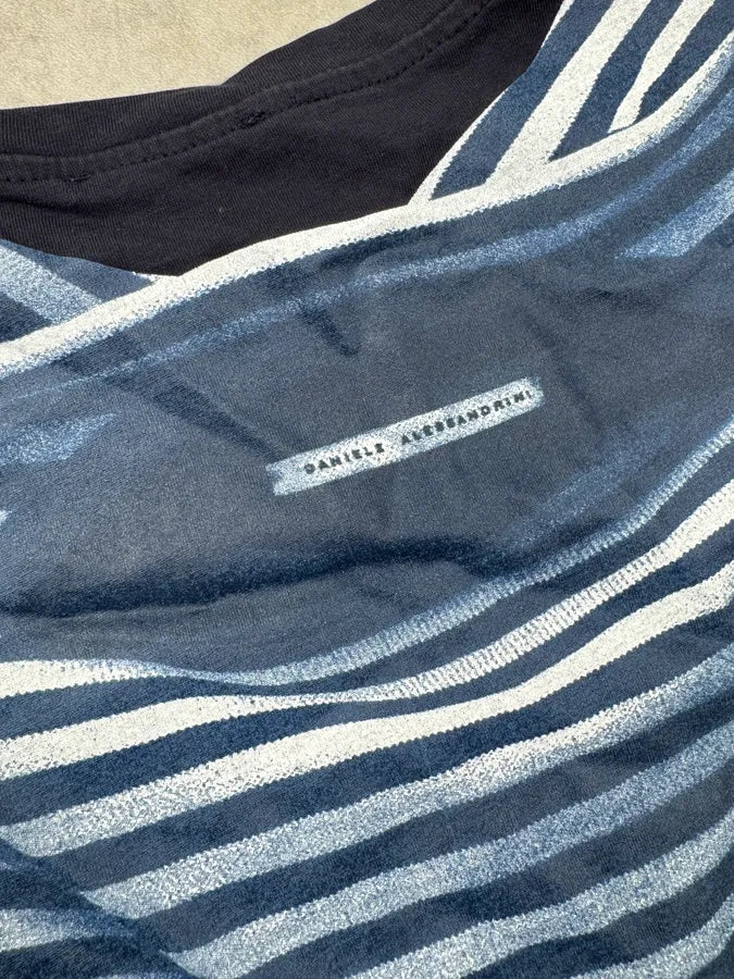 Daniele Alessandrini Navy Trompe l’oeil Striped T-Shirt MddXFsr 9