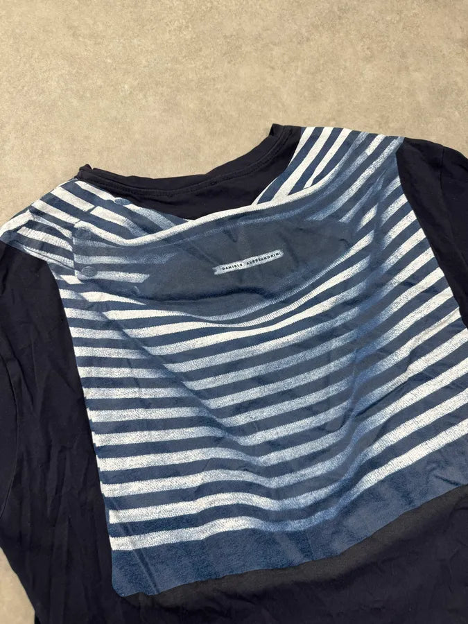 Daniele Alessandrini Navy Trompe l’oeil Striped T-Shirt MddXFsr 8