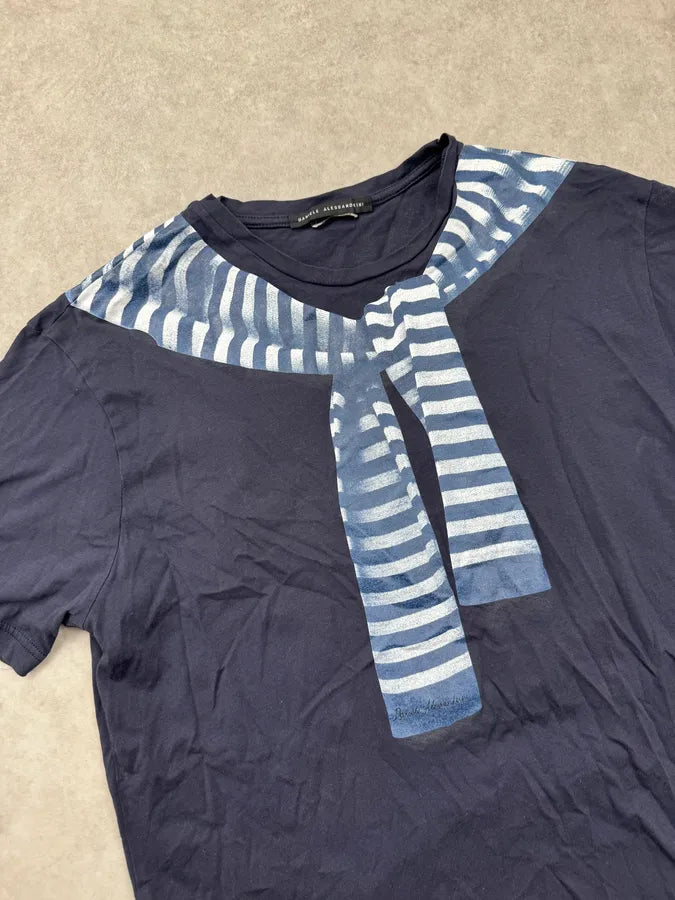 Daniele Alessandrini Navy Trompe l’oeil Striped T-Shirt MddXFsr 5
