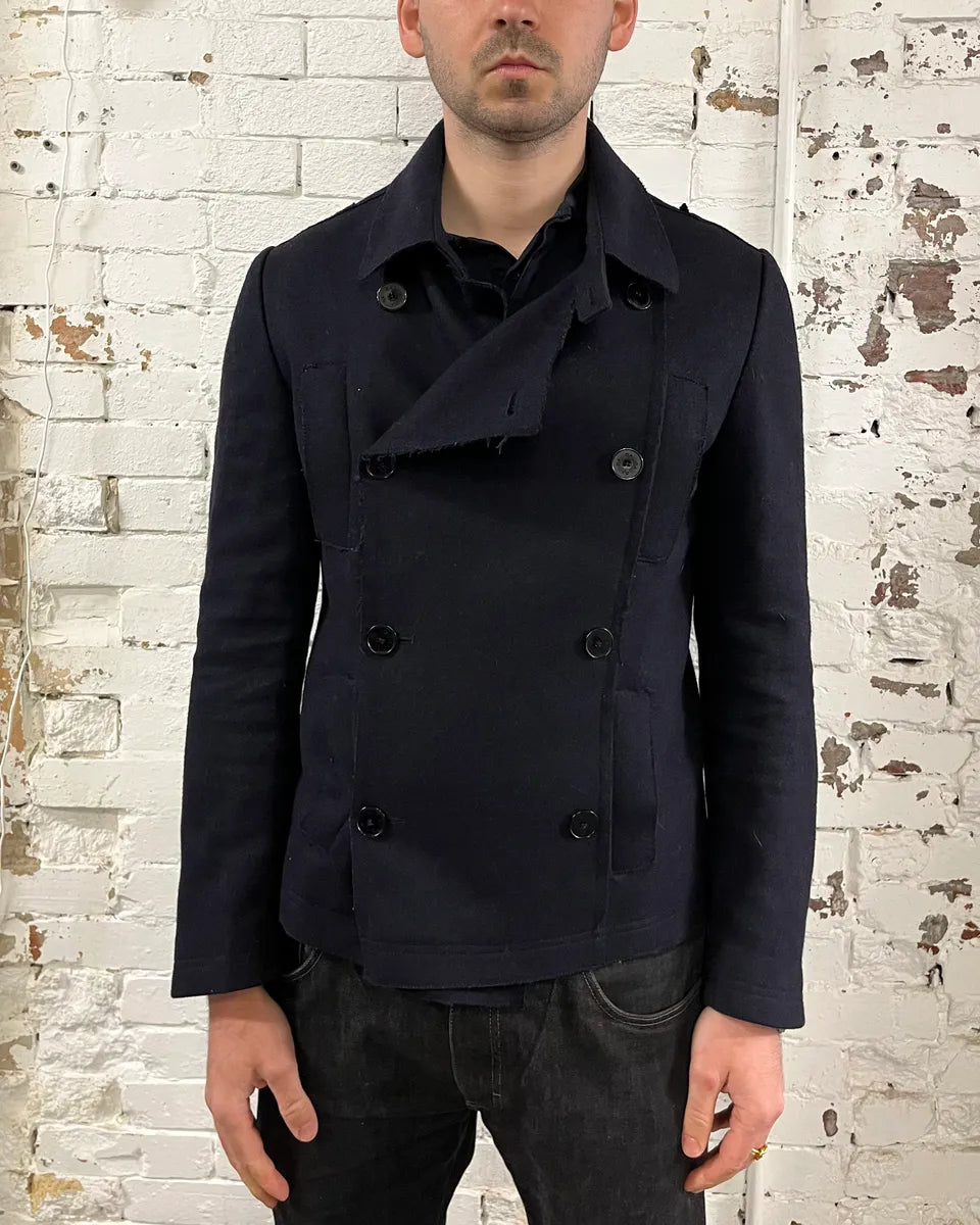 Daniele Alessandrini Navy Wool Double-Breasted Coat OnGLCOW 1