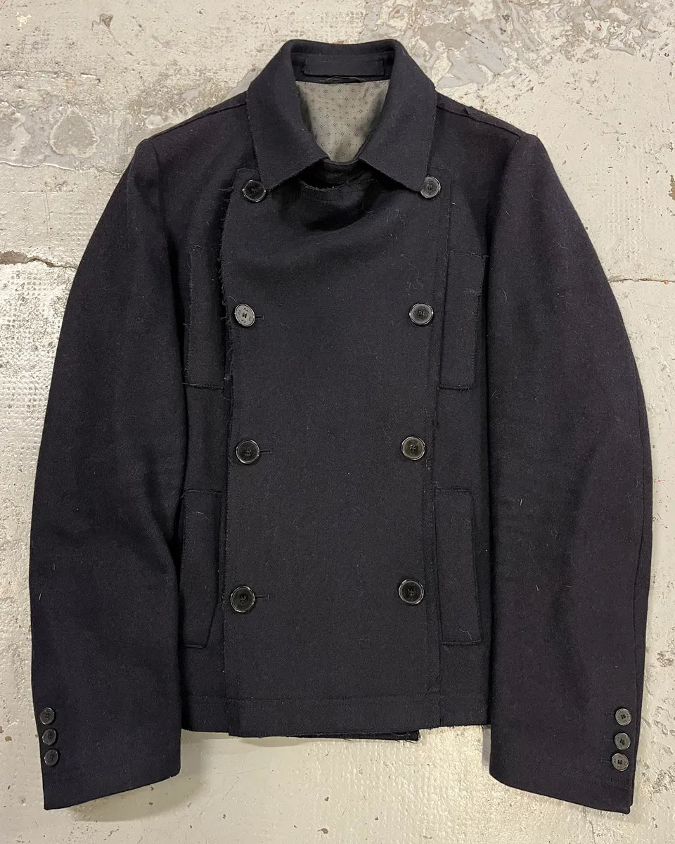 Daniele Alessandrini Navy Wool Double-Breasted Coat OnGLCOW 3