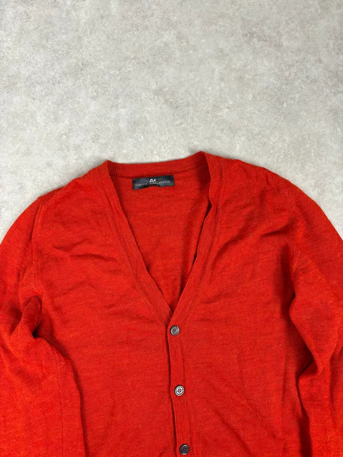 Daniele Alessandrini Orange Minimalist Cardigan Sweater YbPElCy 3