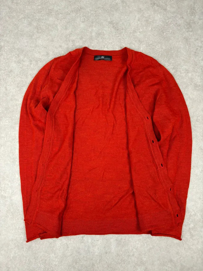 Daniele Alessandrini Orange Minimalist Cardigan Sweater YbPElCy 6