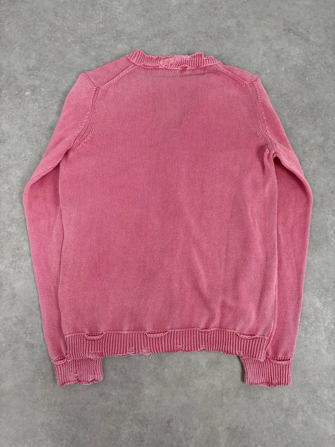 Daniele Alessandrini Pink Distressed Cardigan Sweater KePCtLt 5