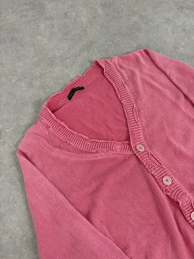 Daniele Alessandrini Pink Distressed Cardigan Sweater KePCtLt 4