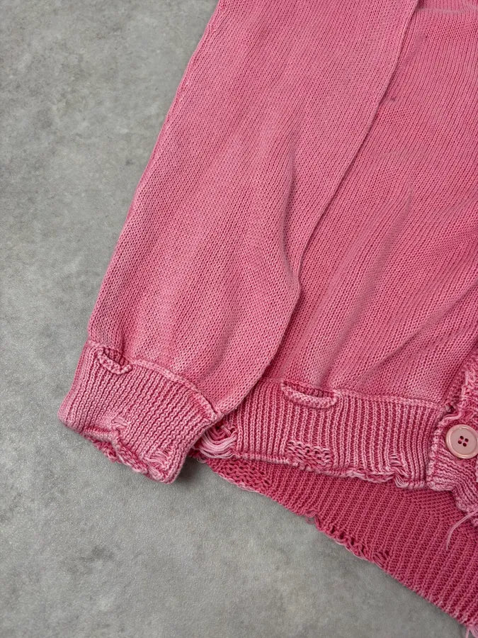 Daniele Alessandrini Pink Distressed Cardigan Sweater KePCtLt 7