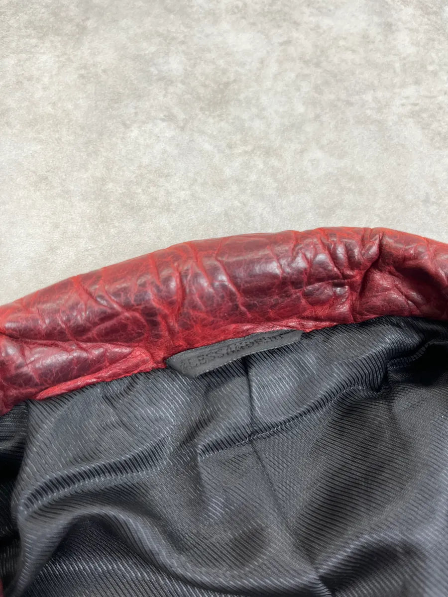 Daniele Alessandrini Red Leather Multi-Pocket Bomber Jacket wyTLlom 8